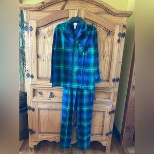 Men Wondershop blue green red plaid 2 piece long sleeve pajamas size S - NWT